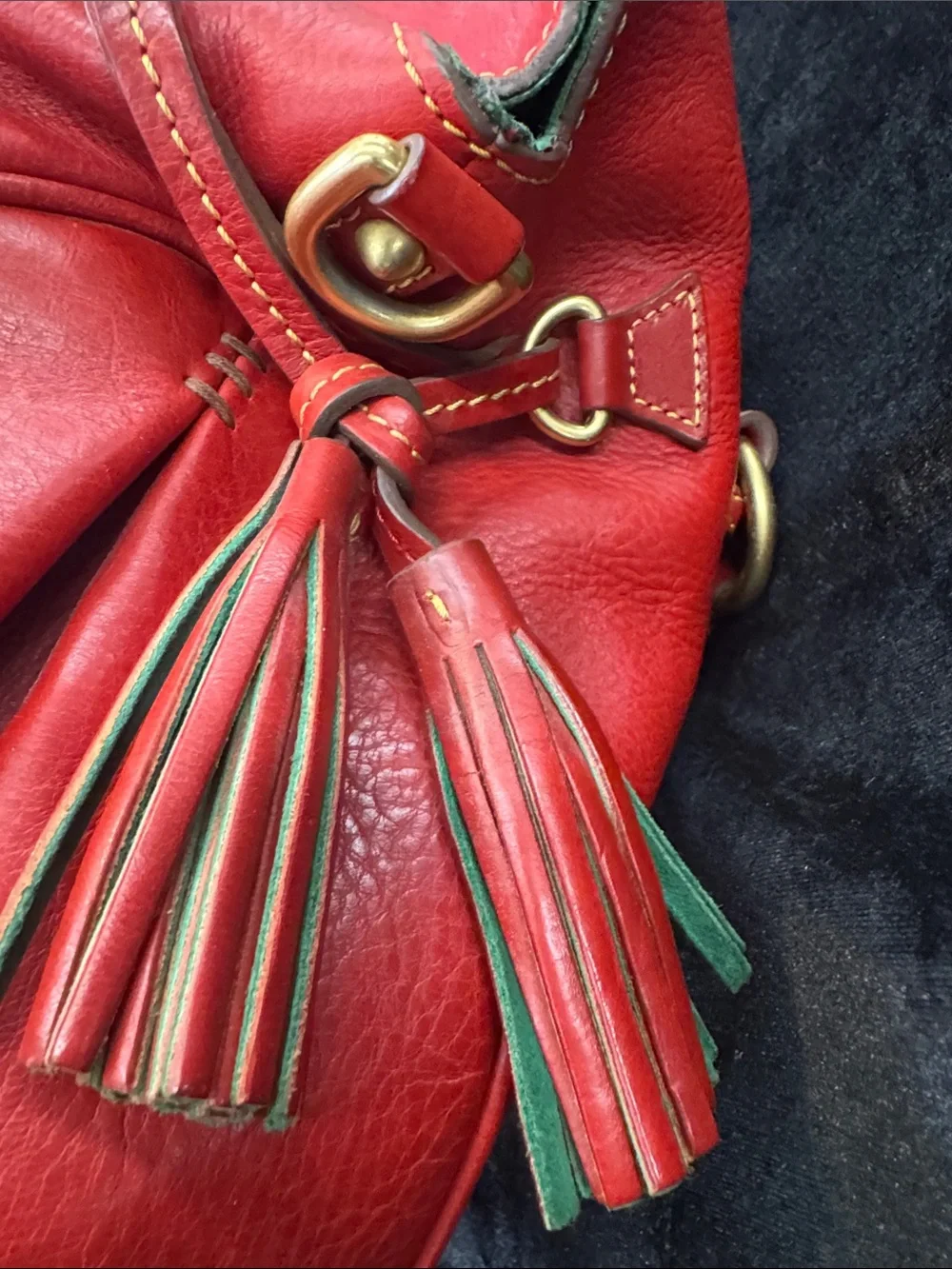 Dooney & Bourke Red Large Florentine Leather Satchel with Gold Hardware